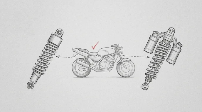 サスペンションの硬さを車体全体の条件から考える鉛筆スケッチ